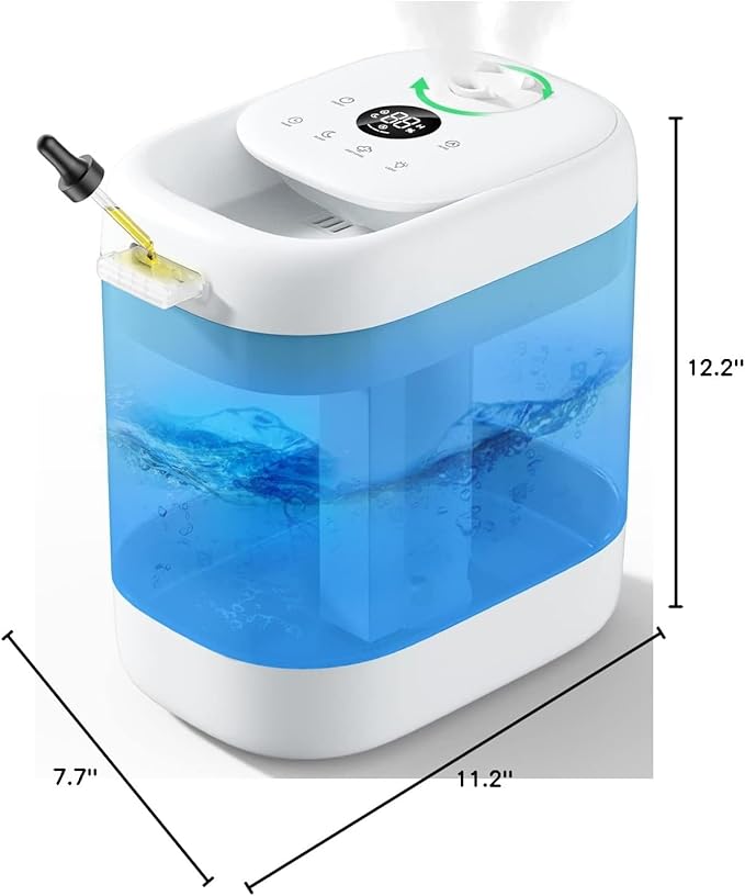 Homvana Humidifiers for Bedroom, 5L Super Easy to Clean Top Fill Auto Adapt Cool Mist Humidifier for Bedroom Plants Baby Kids for Home (Never Leaking Design), Quiet 40H Runtime, Essential Oil Diffuser-BubblyBeeBaby
