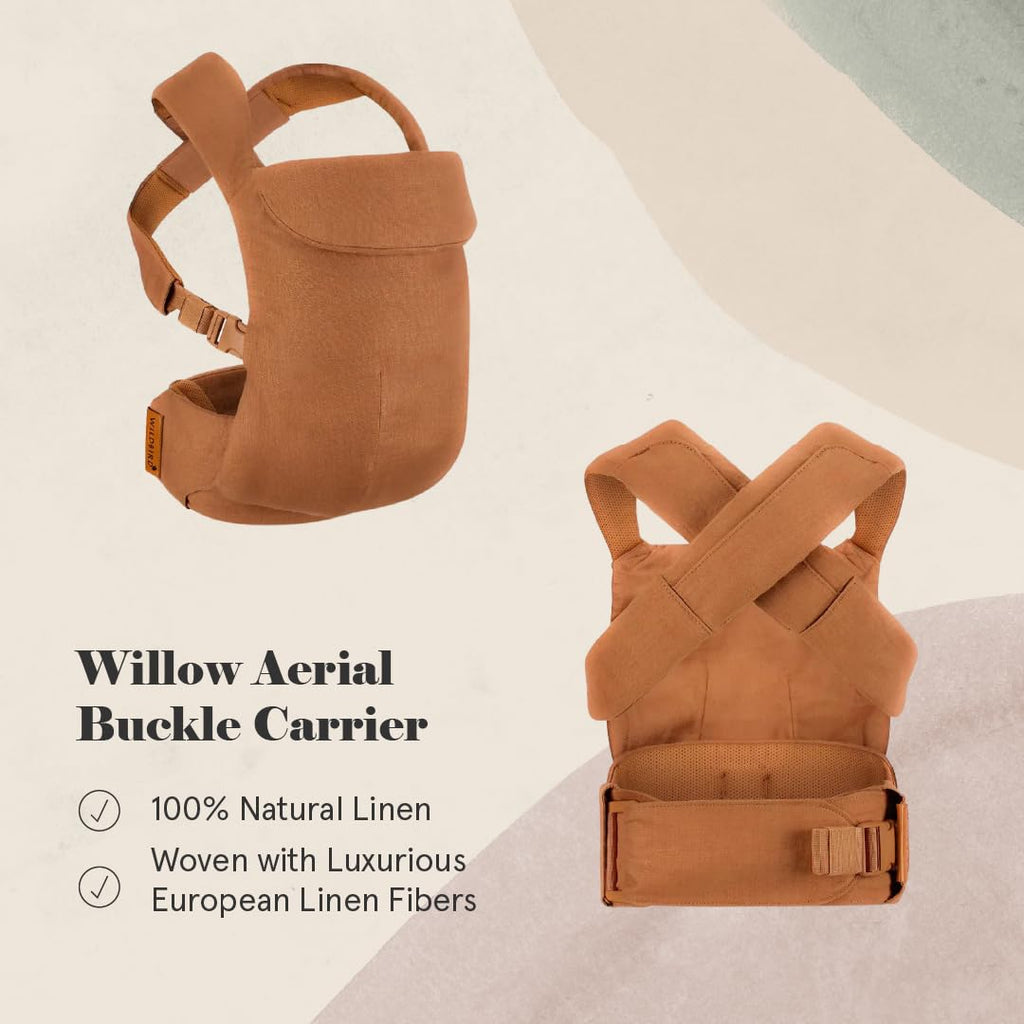 WildBird - Aerial Carrier - 7 to 45 lbs - for Moms, Dads & Caregivers - 100% Natural European Linen Fibers - Versatile & Adjustable - Small Size - Willow Fabric