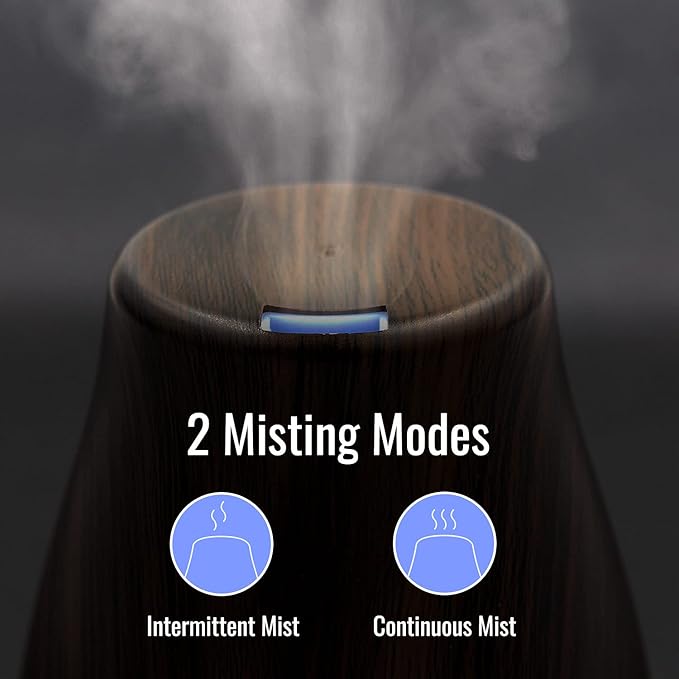 HealthSmart Essential Oil Diffuser, Cool Mist Humidifier and Aromatherapy Diffuser with 150ML Tank Ideal for Small Rooms, Adjustable Timer and Mist Mode, Wood Grain Brown-BubblyBeeBaby