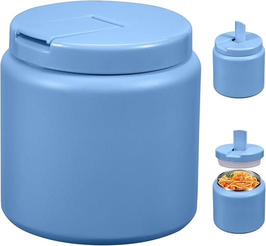 26oz Kids for Hot Food, Insulated Vacuum Food Jar with Buckle Lid, Stainless Steel Wide Mouth Leak Proof Insulated Lunch Container for School Picnic Travel, Sky Blue-BubblyBeeBaby