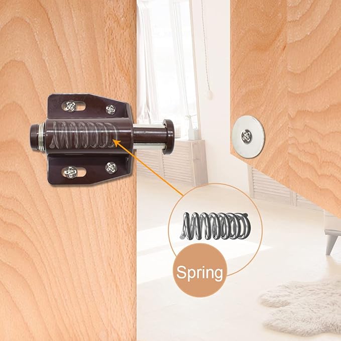 12Pack Magnetic Touch Push to Open Door Latch for Heavy Duty Door Push Release Latch Kitchen Drawer Push Catch Pop Out Latch Kitchen Closet Door Closing (Brown)-BubblyBeeBaby