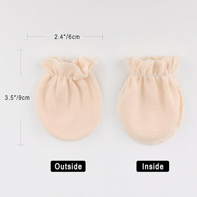 BQUBO Newborn Infant Toddler Mittens No Scratch Cotton Elastic Wrist Gloves Hypoallergenic for 0-6 Months Baby Boys Girls-BubblyBeeBaby