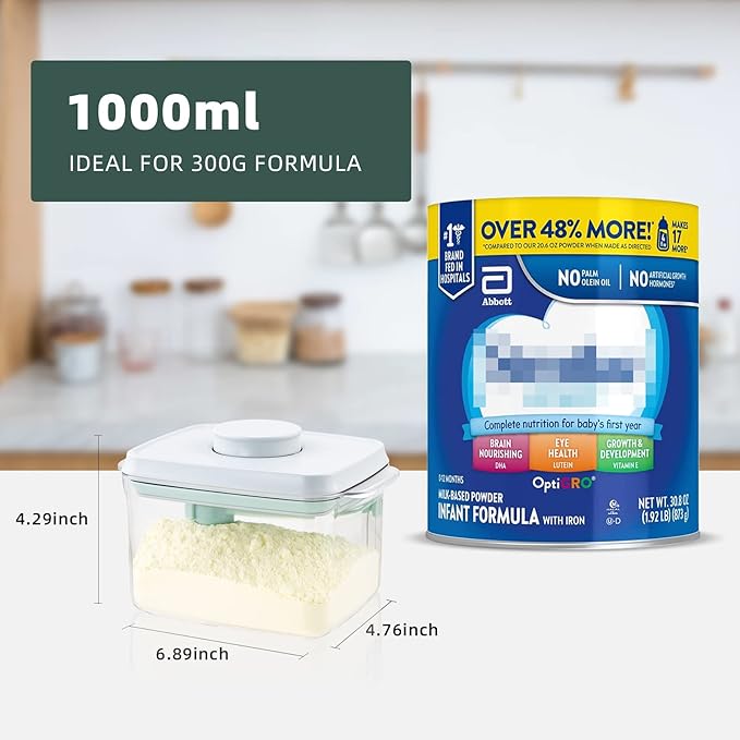 1000ml Formula Travel Container Airtight Formula Dispenser On The Go, 11OZ, 0.66LB, 300g, Clear-BubblyBeeBaby