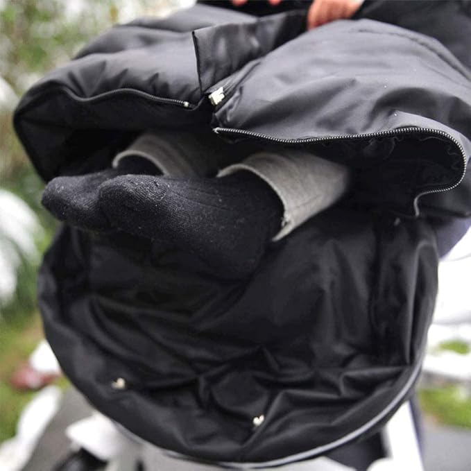 Weather Proof Oudtoor Walking Universal Stroller Bunting Bag with Reflective Strips,Multi-Zippers,Central and Feet Area Opens,Easy for Baby in&Out&Temperature Regulation Footmuff for Stroller,Black-BubblyBeeBaby