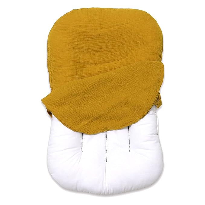 Hooyax Muslin Baby Lounger Cover Soft Organic Cotton Slipcover Fits Newborn Lounger for Baby Boys and Girls (Ginger)-BubblyBeeBaby
