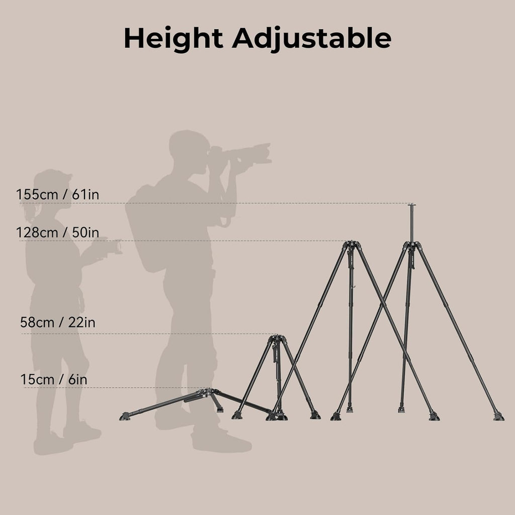 SmallRig x Potato Jet Tribex Hydraulic Carbon Fiber Tripod Fast Extend Camera Travel Tripod, Low Angle Photograph to 5.9in/15cm, Max Height 61in/155cm, Weight 5.7lbs, Load up 55lbs - 4858
