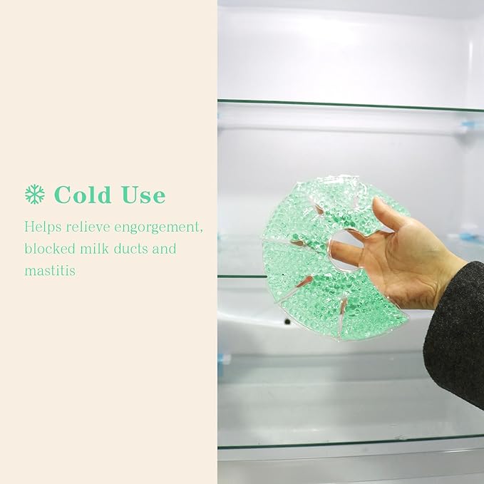 Hot/Cold Breast Gel Bead Ice Packs Breast Cooling/Heat Pads Relief for Breastfeeding, Nursing Pain, Mastitis, Engorgement, Swelling, Plugged Ducts | Boost Milk Let-Down & Production,2 Pack (Green)-BubblyBeeBaby