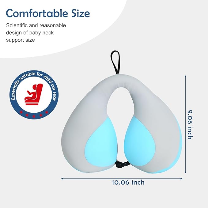MOOB Kids Travel Pillow for Car Seat Kids U-Shape Travel Neck Pillow Support Children Stroller Pillow Blue-BubblyBeeBaby
