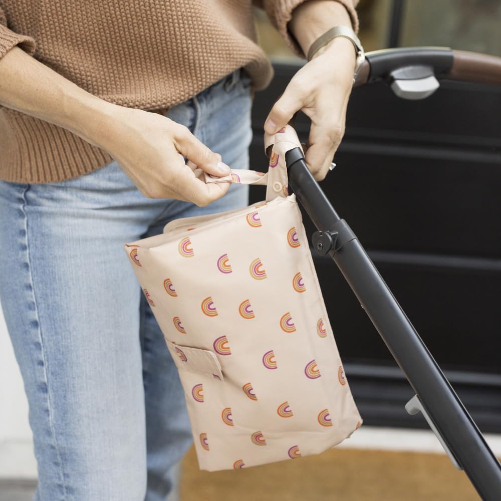 Tiny Twinkle Portable Diaper Changing Pad-Foldable Waterproof Changing Mat&Portable Changing Pad for Travel,Baby Changing Station with Smart Wipes Pocket&Storage (Boho Rainbow)