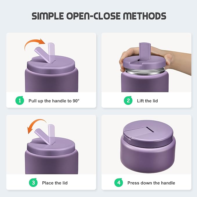 13.5oz Soup Thermo for Hot Food Kids with Buckle Lid Insulated Vacuum Food Jar Wide Mouth Leakproof Stainless Steel Lunch Container -Purple-BubblyBeeBaby