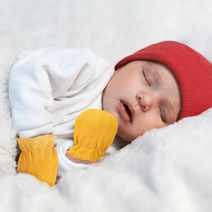 BQUBO Newborn Infant Toddler Mittens No Scratch Cotton Elastic Wrist Gloves Hypoallergenic for 0-6 Months Baby Boys Girls-BubblyBeeBaby