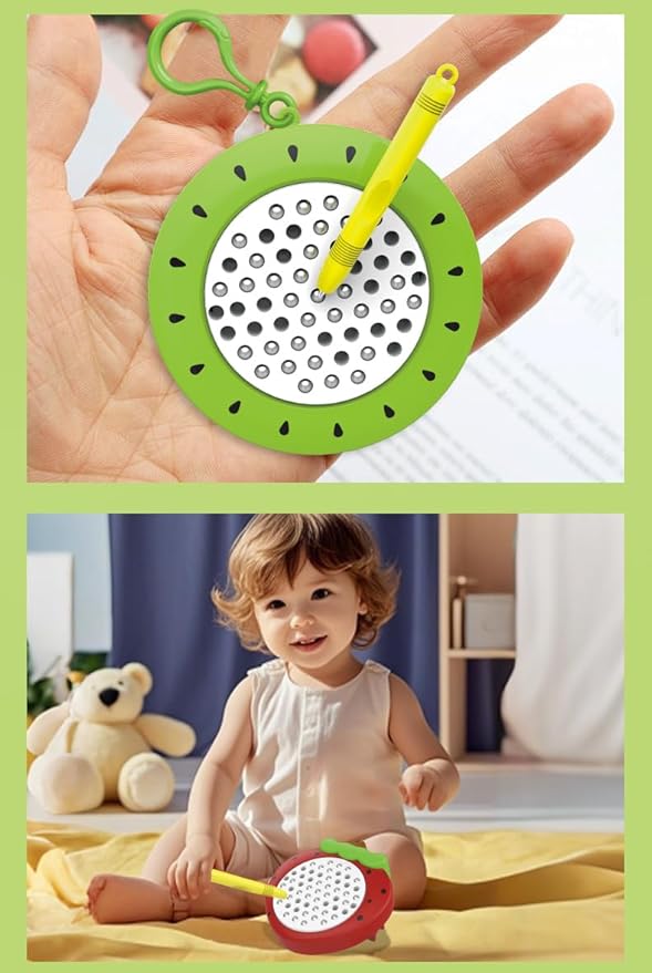 1PCS Kiwi Magnetic Drawing Board for Kids & Toddlers with Beads and Magnet Stylus Pen - Magnetic Travel Toy for Airplane & Car Ride Activities for Kids-BubblyBeeBaby