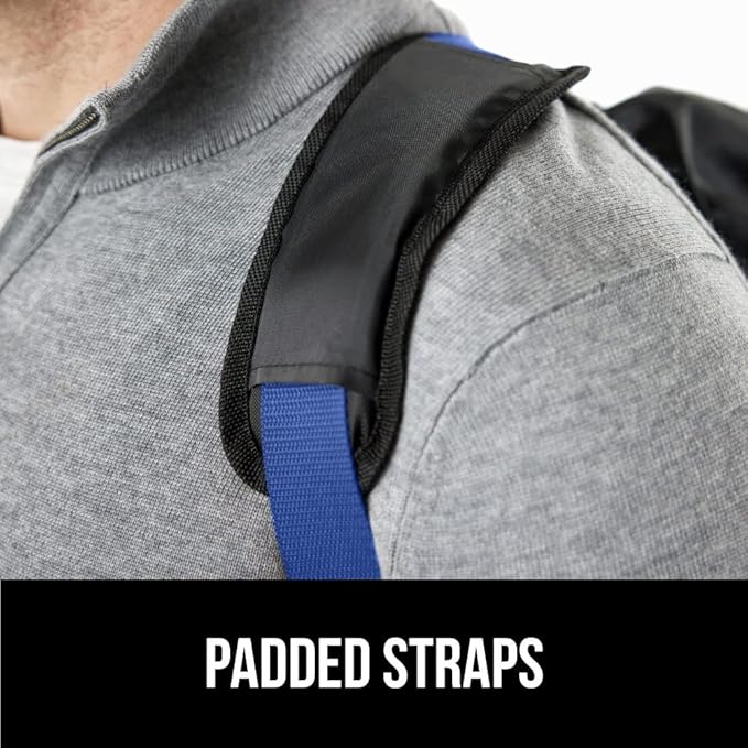 GORILLA GRIP Car Seat Travel Bag for Airplane Gate Check, Easy Carry Padded Backpack Bags Cover Carseats, Infant Baby Carriers and Toddler Booster Seats for Airport, Child Air Travels Essential, Blue-BubblyBeeBaby