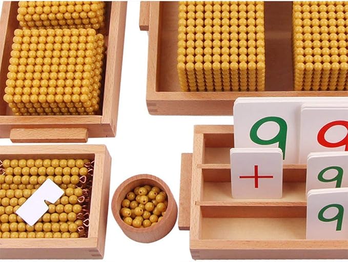 Kghios Montessori Golden Beads Materials Decimal System Bank Game Montessori Math Toys Mathematics Teaching Aids Materials Baby Preschool Education Toys-BubblyBeeBaby
