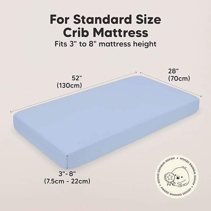 KeaBabies 2-Pack Organic Crib Sheets for Boys, Girls - 52x28 Fitted Crib Mattress Sheet Neutral, Breathable Jersey Cotton Cover for Baby Bed, Toddler Mattress, Soft & Cute Prints (Blue Flax)-BubblyBeeBaby