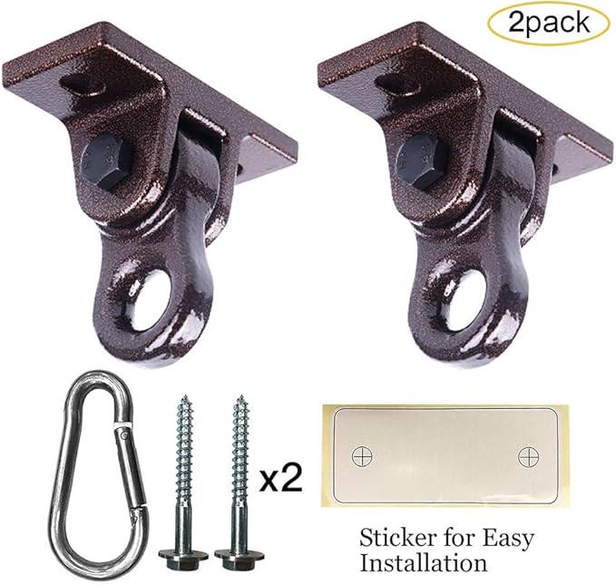 Heavy Duty Bronze Swing Hangers Screws Bolts Included Over 5000 lb Capacity Playground Porch Yoga Seat Trapeze Wooden Sets Indoor Outdoor (2 Pack)-BubblyBeeBaby