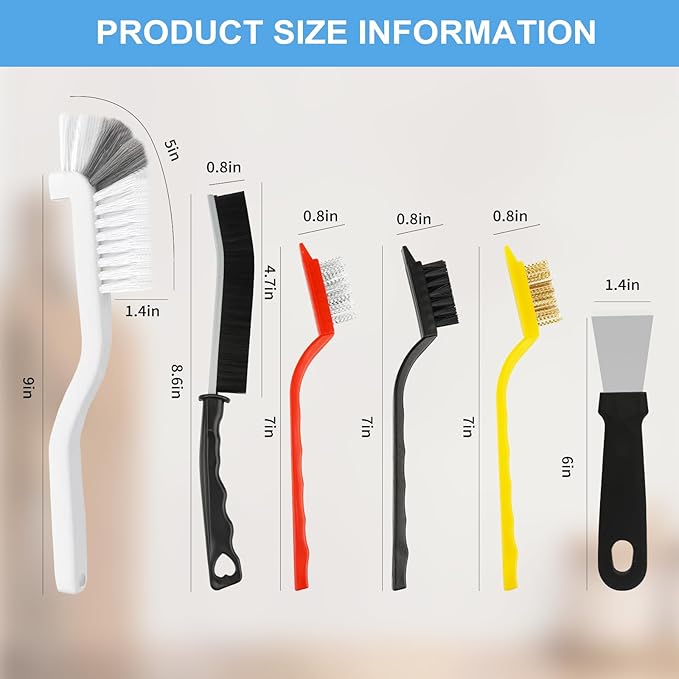 11Pcs Crevice Cleaning Brush Set, Hard Bristle Cleaning Supplies for Kitchen, Bathroom, Corner, Grout, Sink, Cup, Teapot, Bottle, Blender-BubblyBeeBaby