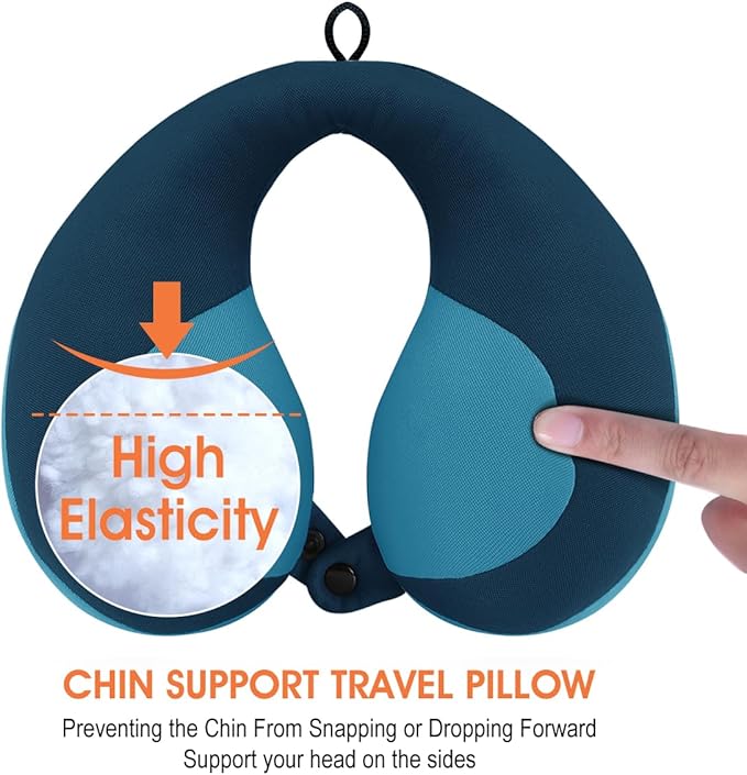INFANZIA Chin Supporting Travel Neck Pillow, Comfortably Supports and Helps Support Head and Neck - Gifts for Toddler/Child/Kids, Blue-BubblyBeeBaby