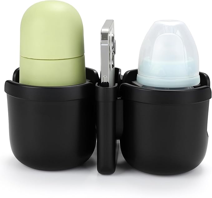 Accmor Stroller Cup Holder with Phone Holder, Universal Cup Holder for Uppababy Nuna Doona Strollers, 2-in-1 Bottle Phone Holder for Bike, Wheelchair, Walker, Scooter-BubblyBeeBaby