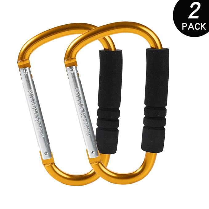 Stroller Hooks by Baby，2 Pack Convenient Organizer Hook Bag Clips to Diaper Bags Orange-BubblyBeeBaby