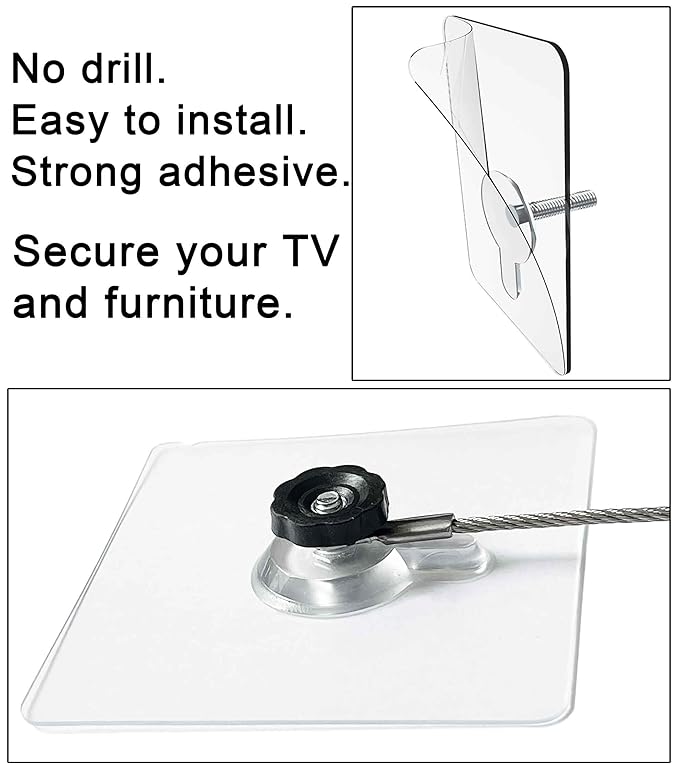 14 inches Stainless Steel Furniture Straps for Baby Proofing, No-Drill Furniture Anchors Earthquake Straps, Prevent Falling and Anti Tip TV Safety Straps, 6 Pcs-BubblyBeeBaby