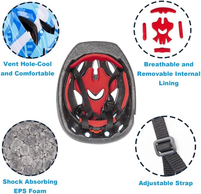 Kid Bicycle Helmets, LX LERMX Kids Bike Helmet Ages 3-5/5-14 Adjustable from Toddler to Youth Size, Durable Kids Bike Helmet with Fun Designs for Boys and Girls-BubblyBeeBaby