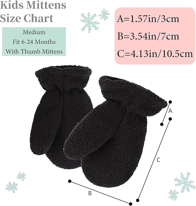 Zsedrut Baby Boys Winter Glove Warm Toddler Infant Girls Mittens Fleece Lined Gloves 1-7 Years-BubblyBeeBaby