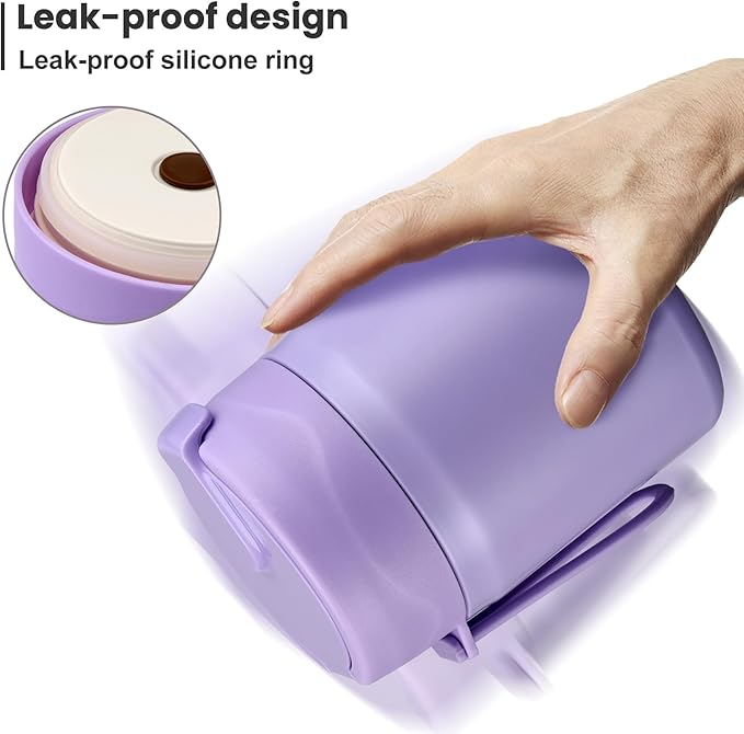 17oz Soup Thermo for Hot Food Kids,Insulated Food Jar with Spoon,Thermo Hot Food Lunch Container,Wide Mouth Leakproof Stainless Steel Lunch Box for School-Purple-BubblyBeeBaby