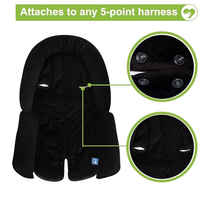 COOLBEBE Upgraded 3-in-1 Babybody Support for Newborn Infant Toddler - Extra Soft Car Seat Insert Cushion Pad, Perfect for Carseats, Strollers, Swings, Black-BubblyBeeBaby