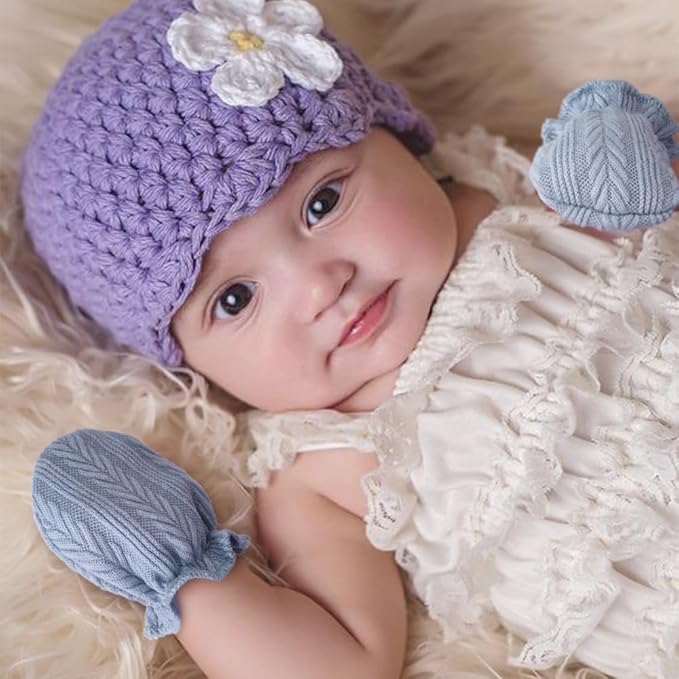 BQUBO Newborn Infant Toddler Mittens No Scratch Cotton Elastic Wrist Gloves Hypoallergenic for 0-6 Months Baby Boys Girls-BubblyBeeBaby