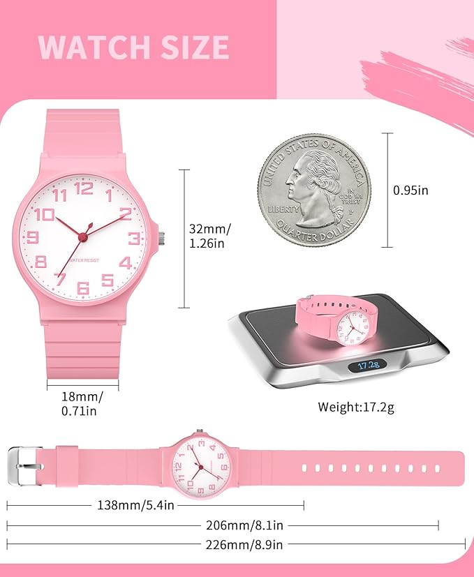 Kids Analog Watch Boys Girls, 30M Waterproof, Sports Watch for Boys, Easy to Read Children's Thin Dial Wrist Watches with Soft Band, for Ages 5-15 Kids Great Birthday Gifts Christmas Day-BubblyBeeBaby