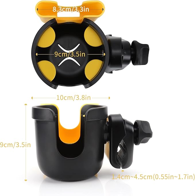 Accmor Stroller Cup Holder with Phone Holder, Bike Cup Holder, Universal Cup Holder for Uppababy Nuna Doona Strollers, 2-in-1 Cup Phone Holder for Stroller, Bike, Wheelchair, Walker, Scooter-BubblyBeeBaby