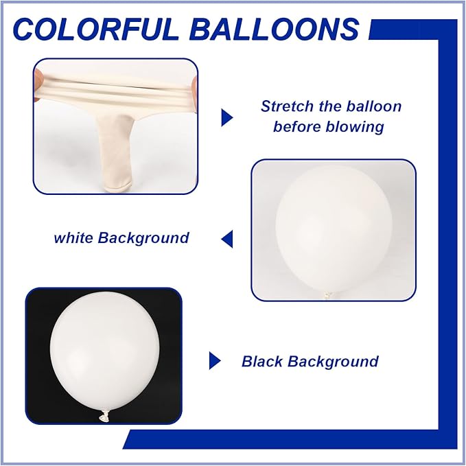 140pcs White Round Balloons Different Sizes 18 12 10 5 Inch Latex Balloons for Arch Decoration Party Balloon Kit for Graduation Birthday Party Wedding Balloon Baby Shower Decoration-BubblyBeeBaby