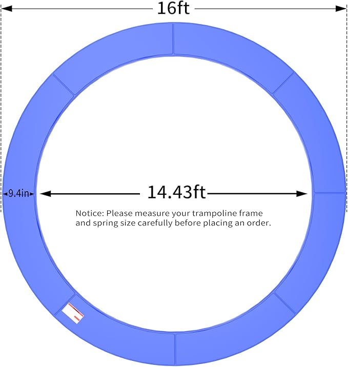 16FT/15FT/14FT/12FT/10FT Trampoline Safety Pad Replacement, Round Trampoline Spring Protection Cover, Fits 16FT/15FT/14FT/12FT/10FT Frames, Water-Resistant Trampoline Accessories-BubblyBeeBaby
