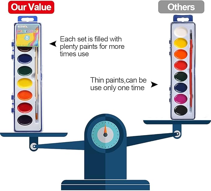 24 Count Watercolor Paints, 8 Colors, Washable, Non-Toxic, Perfect for Kids 3+-BubblyBeeBaby