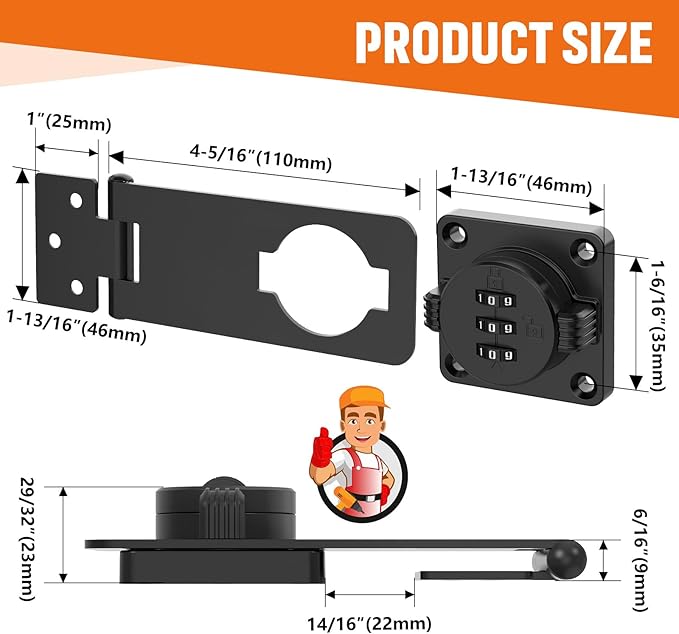 Keyless Cabinet Lock with Combination, Locker Code Lock with 3-Digit Combination, Security Door Lock for Drawers, Lockers, Bifold Doors, Small Doors, Closets, Refrigerators (Black-1pc)-BubblyBeeBaby