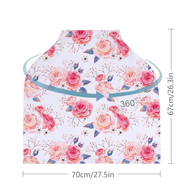 Yoofoss Nursing Cover Breastfeeding Scarf - Baby Car Seat Covers, Infant Stroller Cover, Strechy Carseat Canopy for Boys and Girls (Flower)-BubblyBeeBaby