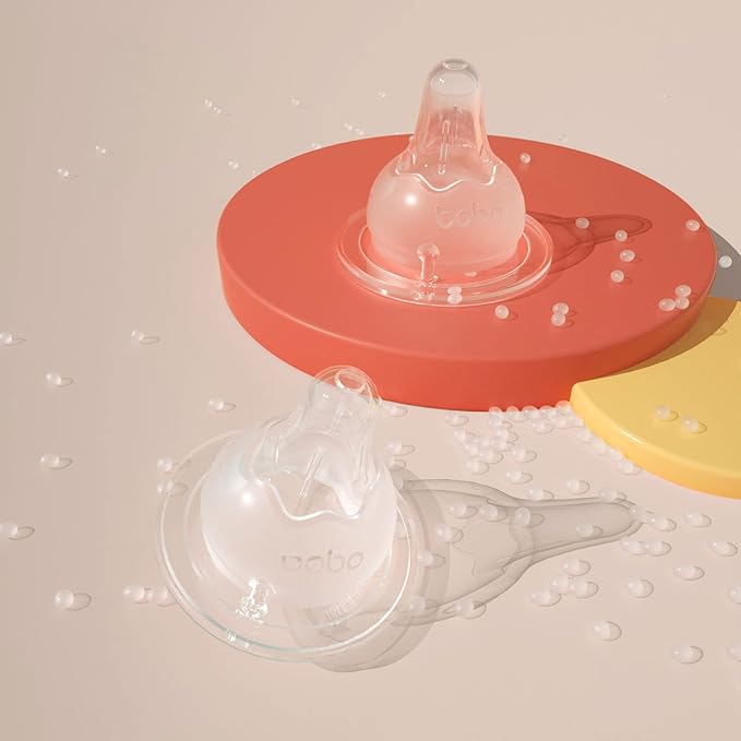 YOHKOH Natural Glass Baby Bottle with Natural Response Nipple, Newborn Anti-Colic Baby Bottles, Wide Neck Mushroom Cap Baby Bottle, Clear (3.4oz (Pack of 2), Multicolour)-BubblyBeeBaby