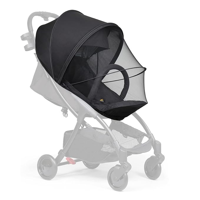 Beberoad Love Universal Stroller Sun Shade & Mosquito Net – 2-in-1 Baby Stroller Cover with UV Protection & 2-Way Zipper for Infant Carriages, Prams, and Travel Strollers (Black)-BubblyBeeBaby