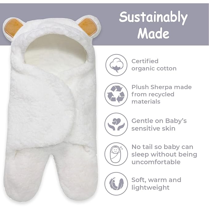 Jam Naturals-Cute Bear Organic Newborn Swaddle Wrap-Gender Neutral Soft Baby Blanket, Newborn Baby Registry Gift (Golden Brown, 0-3m)-BubblyBeeBaby