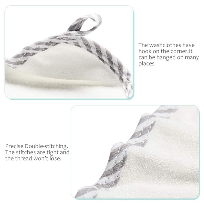 HIPHOP PANDA Baby Washcloths, Rayon Made from Bamboo - 2 Layer Ultra Soft Absorbent Newborn Bath Face Towel - Reusable Baby Wipes for Delicate Skin - Gray Stripe, 30 Pack-BubblyBeeBaby