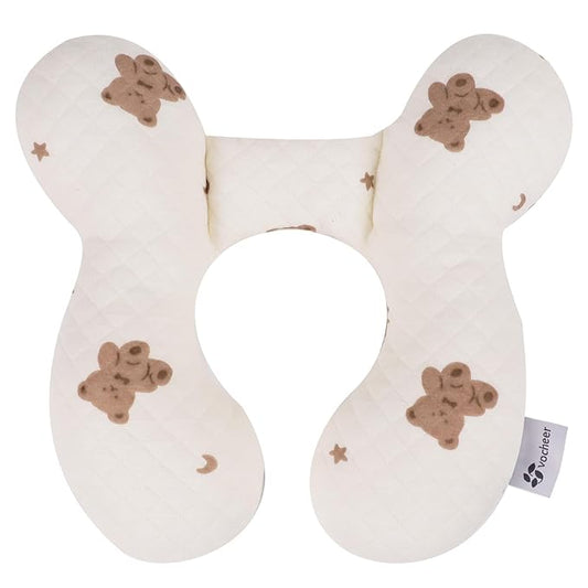 vocheer Baby Neck Pillow(Upgraded), Cotton, Baby Support Pillow, Car Seat Pillows for Newborn, Carseat Head and Body Support, Infant Travel Pillows for Prams, Pushchair, Stroller, Bouncer, Bears-BubblyBeeBaby