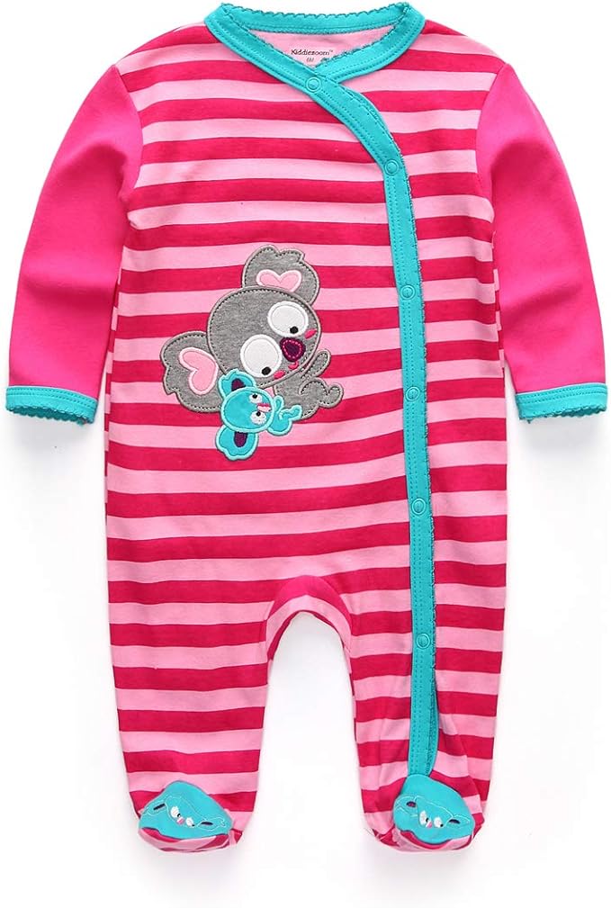 Kiddiezoom Baby and Toddler Boys'Snug Fit Footed One-Piece Romper Jumpsuit Cotton Cotton Footed Outfit-BubblyBeeBaby