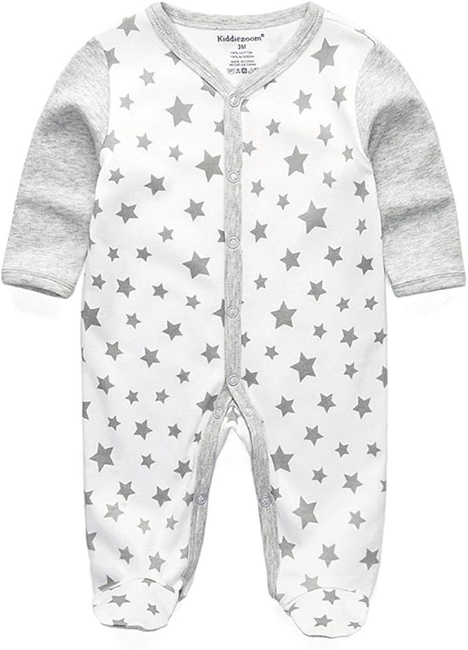 Kiddiezoom Baby and Toddler Boys'Snug Fit Footed One-Piece Romper Jumpsuit Cotton Cotton Footed Outfit-BubblyBeeBaby