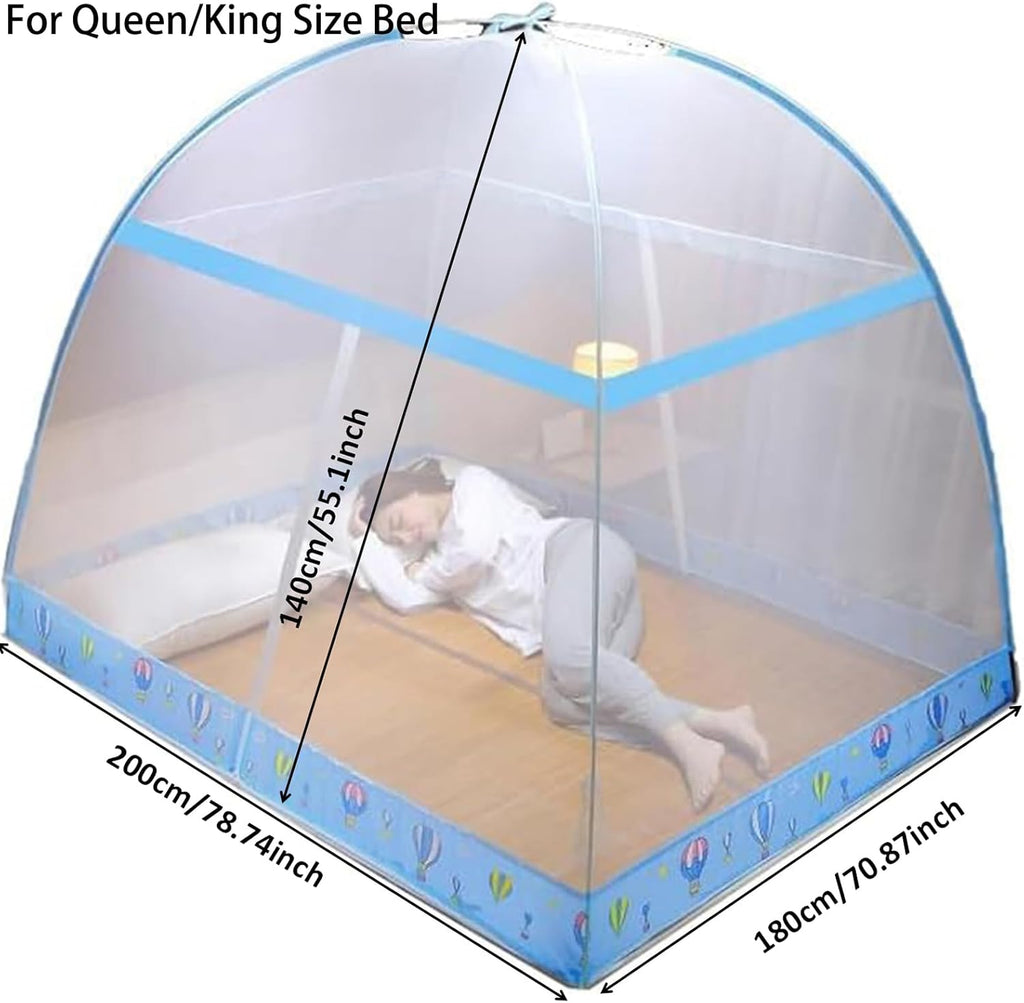 Pop-Up Mosquito Net Tent for Beds, Portable Folding Design with Net Bottom Bedroom and Outdoor Trip for Baby Adults, Easy to Install and Wash for Twin to King Size Bed 79 x71x59 inch (A)