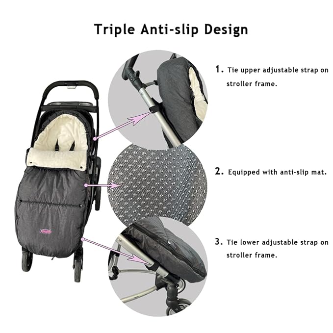 Funlife Anti-Kick Waterproof High Performance Winter Stroller Footmuff Fits All Travel Gear,Front Piece Height Adjustable and Removable,M6-4T-BubblyBeeBaby