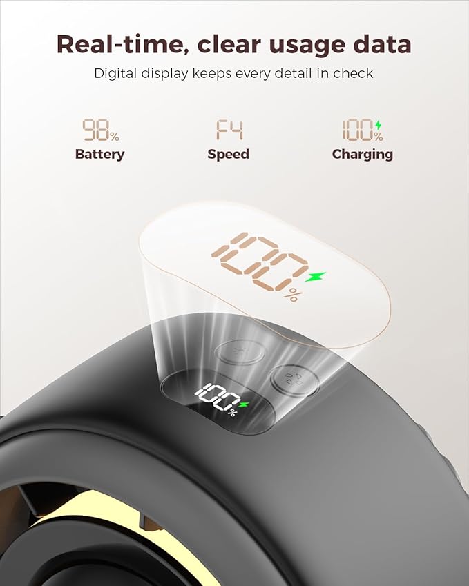 SWEETFULL Baby Stroller Fan - 4000mAh Rechargeable 4-Speed Quiet with LED Display & Night Light, Mini Portable 360° Clip On Safe Fan for Car Seat, Crib, Travel - Black-BubblyBeeBaby