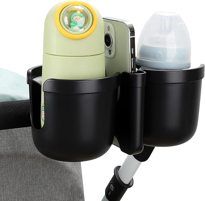 Accmor Stroller Cup Holder with Phone Holder, Universal Cup Holder for Uppababy Nuna Doona Strollers, 2-in-1 Bottle Phone Holder for Bike, Wheelchair, Walker, Scooter-BubblyBeeBaby