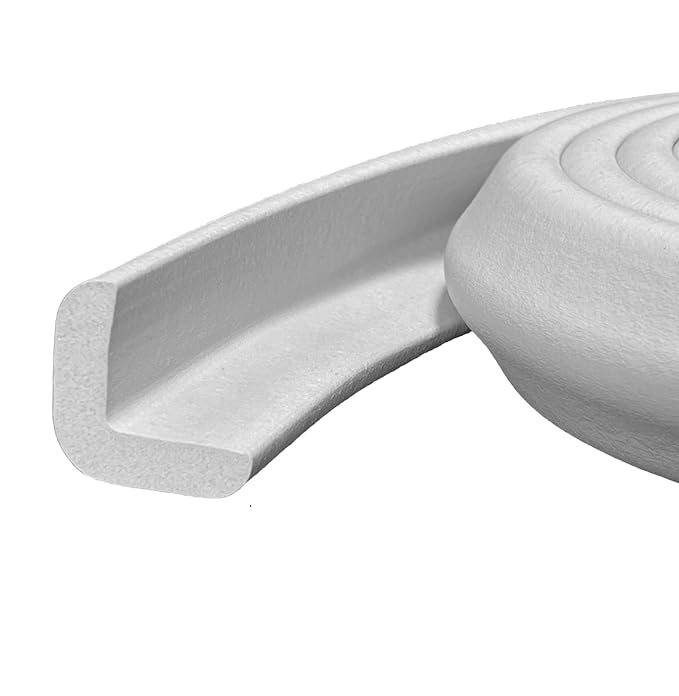 Kidkusion Baby Proof Edge Guards for Safety | Made in The USA | 48 Feet | Soft Gray | Edge Protectors for Furniture, Tables, Fireplaces | Heavy Duty Tape Included-BubblyBeeBaby