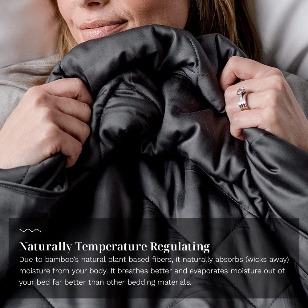 LUXOME Lightweight Blanket | 100% Rayon (Viscose) from Bamboo Fabric & Fill | Full/Queen - 86"x92" | Super Soft | Thermal-Regulating | Charcoal